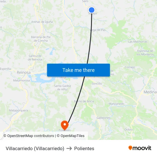Villacarriedo (Villacarriedo) to Polientes map