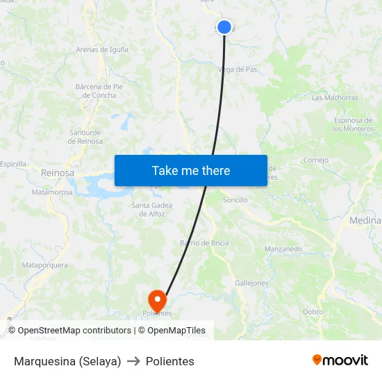 Marquesina (Selaya) to Polientes map
