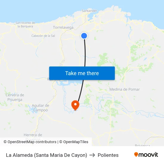 La Alameda (Santa Maria De Cayon) to Polientes map