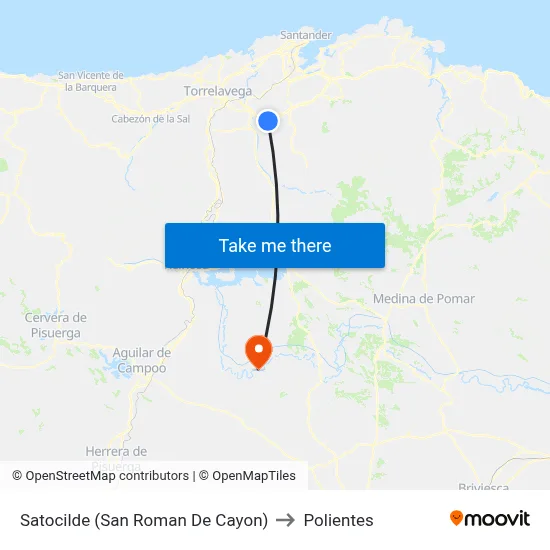 Satocilde (San Roman De Cayon) to Polientes map