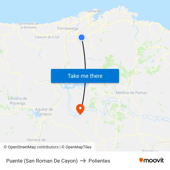 Puente (San Roman De Cayon) to Polientes map