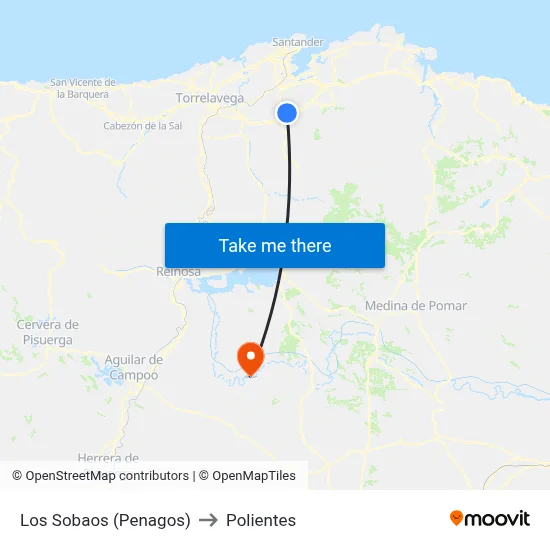 Los Sobaos (Penagos) to Polientes map