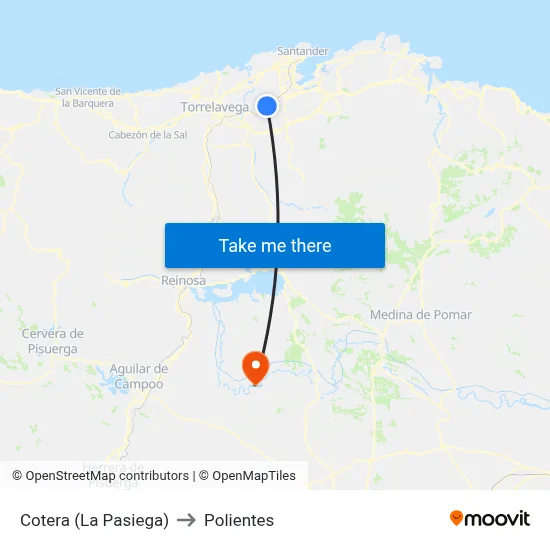 Cotera (La Pasiega) to Polientes map