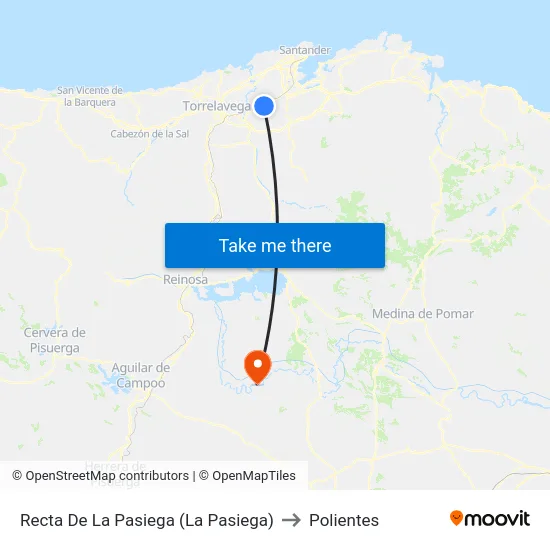 Recta De La Pasiega (La Pasiega) to Polientes map