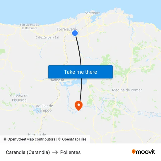 Carandia (Carandia) to Polientes map