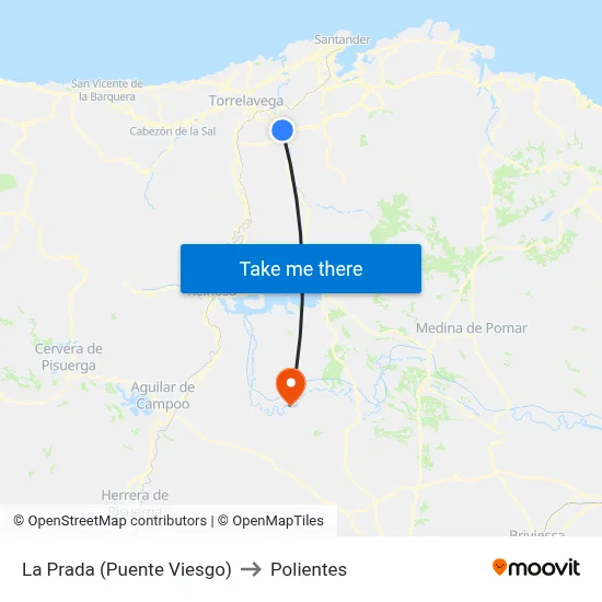 La Prada (Puente Viesgo) to Polientes map