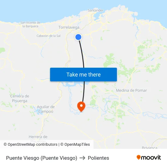 Puente Viesgo (Puente Viesgo) to Polientes map