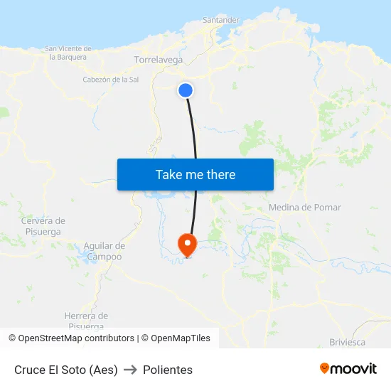 Cruce El Soto (Aes) to Polientes map
