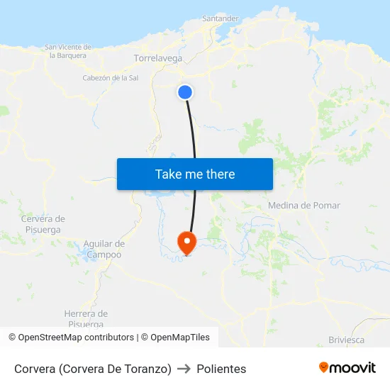 Corvera (Corvera De Toranzo) to Polientes map