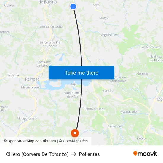Cillero (Corvera De Toranzo) to Polientes map
