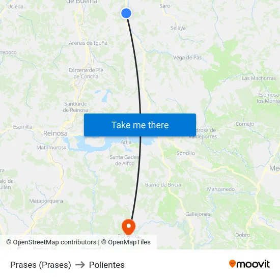 Prases (Prases) to Polientes map