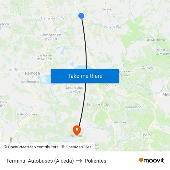 Terminal Autobuses (Alceda) to Polientes map