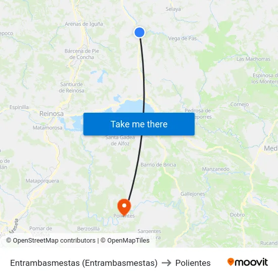 Entrambasmestas (Entrambasmestas) to Polientes map