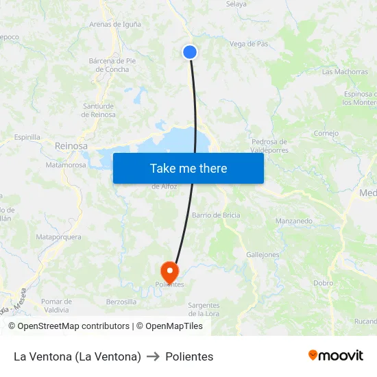 La Ventona (La Ventona) to Polientes map