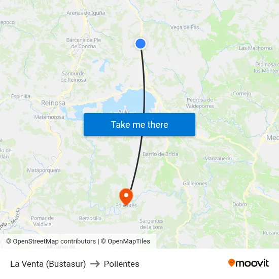 La Venta (Bustasur) to Polientes map