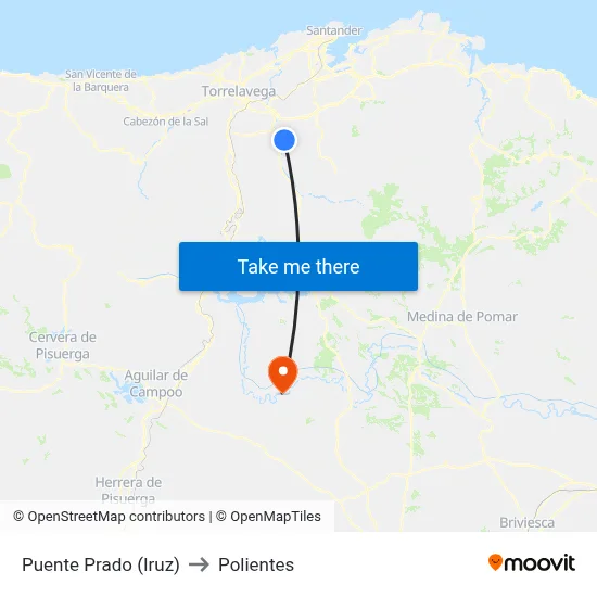 Puente Prado (Iruz) to Polientes map