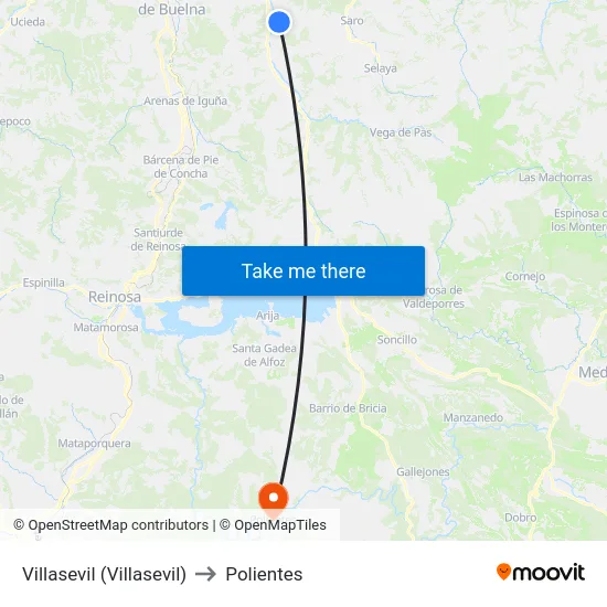 Villasevil (Villasevil) to Polientes map
