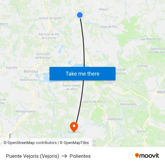 Puente Vejoris (Vejoris) to Polientes map