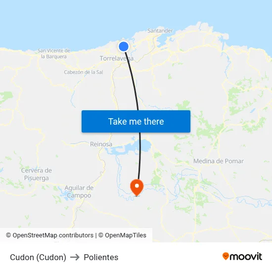 Cudon (Cudon) to Polientes map