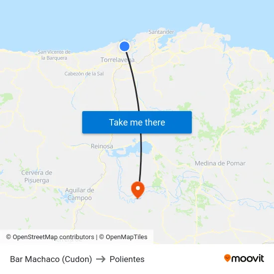 Bar Machaco (Cudon) to Polientes map