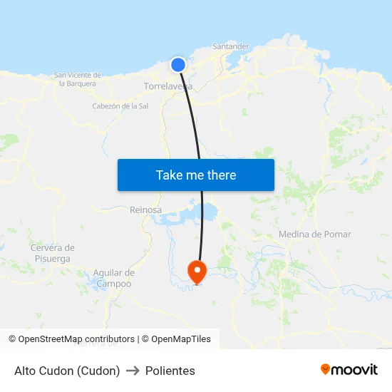 Alto Cudon (Cudon) to Polientes map