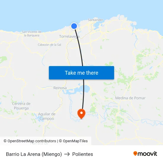 Barrio La Arena (Miengo) to Polientes map