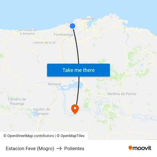 Estacion Feve (Mogro) to Polientes map