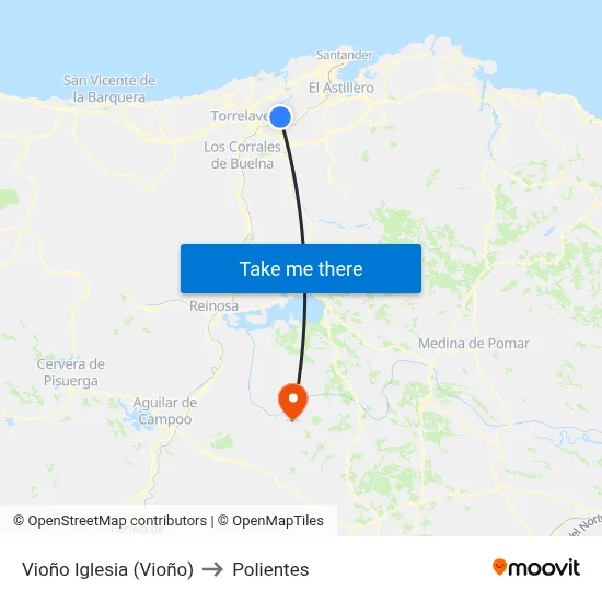 Vioño Iglesia (Vioño) to Polientes map
