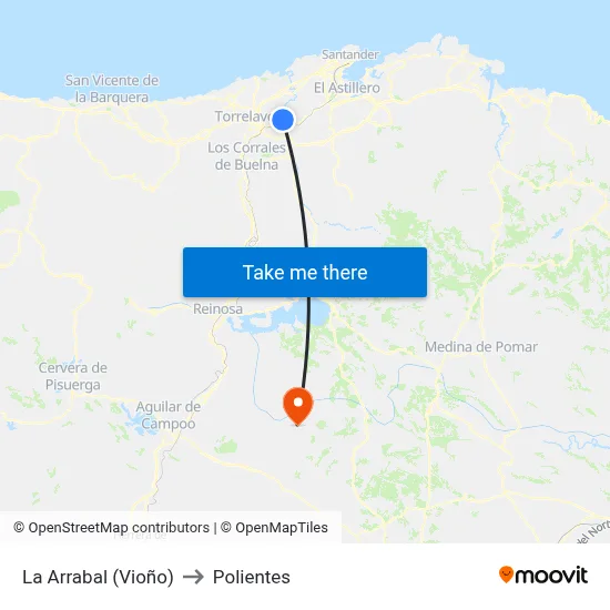La Arrabal (Vioño) to Polientes map