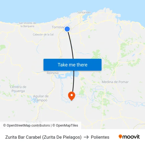 Zurita Bar Carabel (Zurita De Pielagos) to Polientes map
