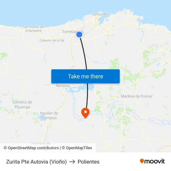 Zurita Pte Autovia (Vioño) to Polientes map