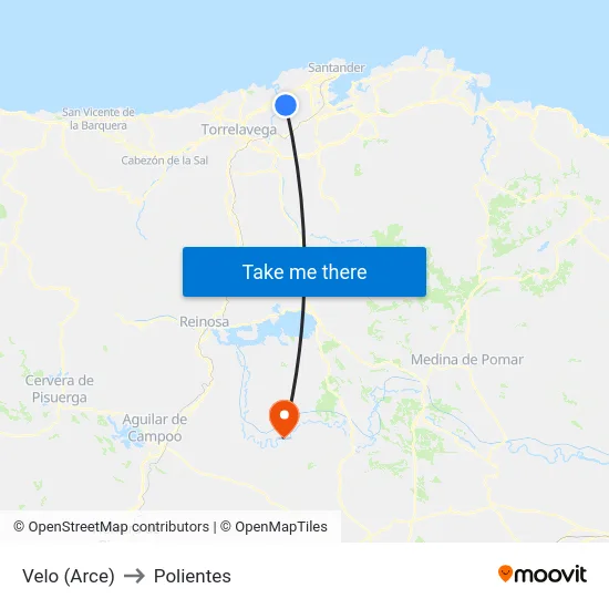 Velo (Arce) to Polientes map