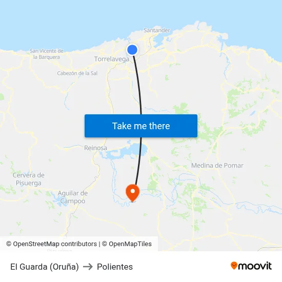El Guarda (Oruña) to Polientes map