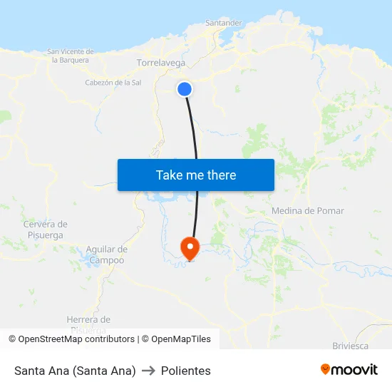Santa Ana (Santa Ana) to Polientes map