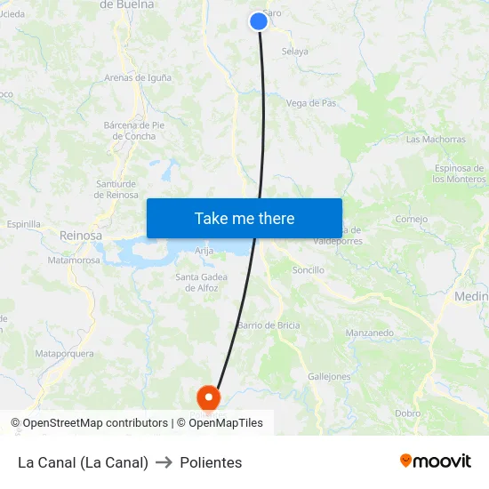 La Canal (La Canal) to Polientes map