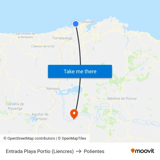 Entrada Playa Portio (Liencres) to Polientes map