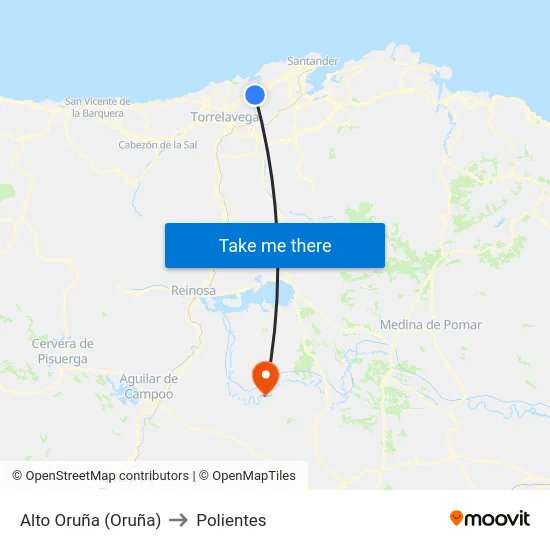 Alto Oruña (Oruña) to Polientes map