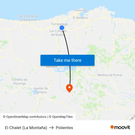 El Chalet (La Montaña) to Polientes map