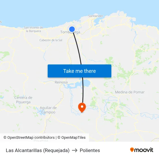 Las Alcantarillas (Requejada) to Polientes map