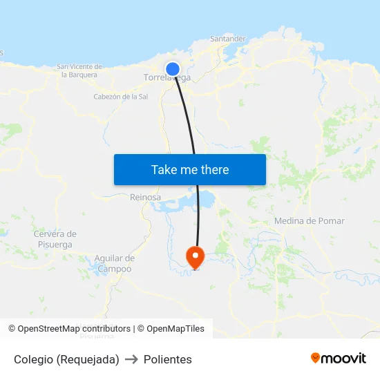 Colegio (Requejada) to Polientes map