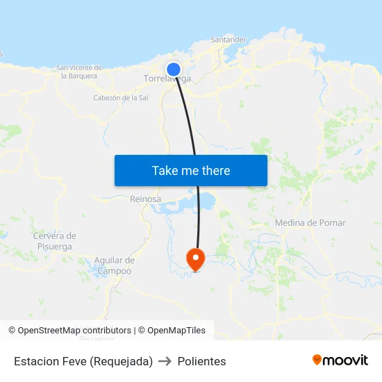 Estacion Feve (Requejada) to Polientes map