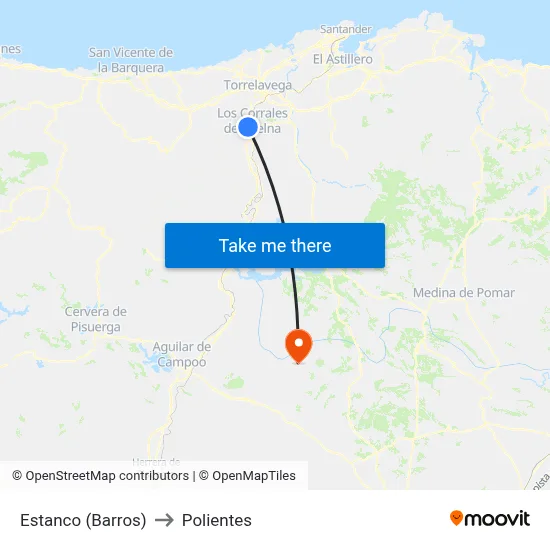 Estanco (Barros) to Polientes map