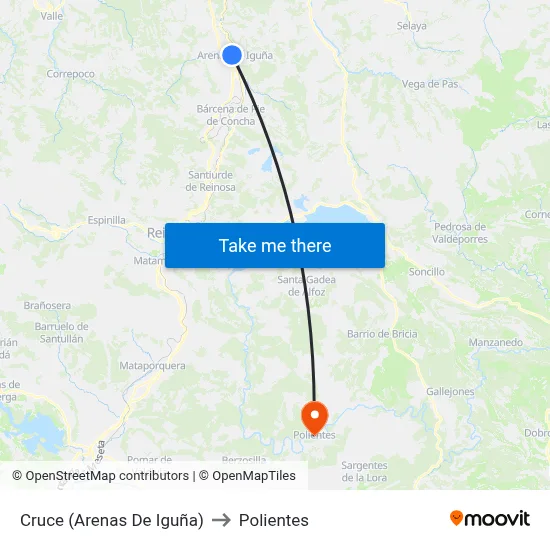 Cruce (Arenas De Iguña) to Polientes map