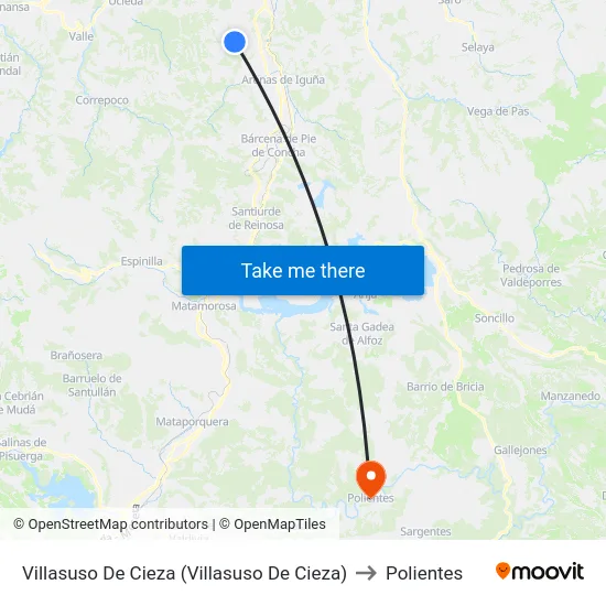 Villasuso De Cieza (Villasuso De Cieza) to Polientes map