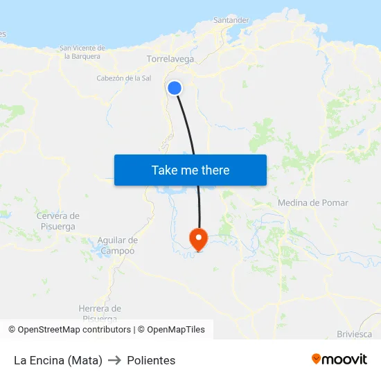 La Encina (Mata) to Polientes map