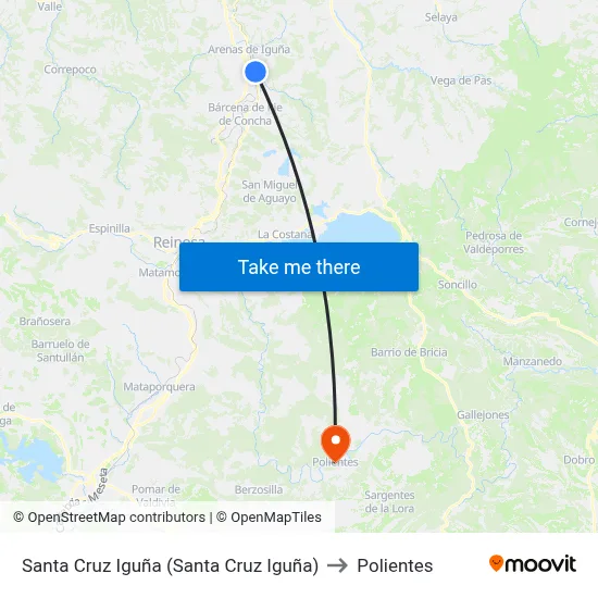 Santa Cruz Iguña (Santa Cruz Iguña) to Polientes map
