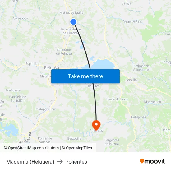 Madernia (Helguera) to Polientes map