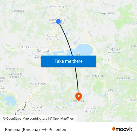 Barcena (Barcena) to Polientes map