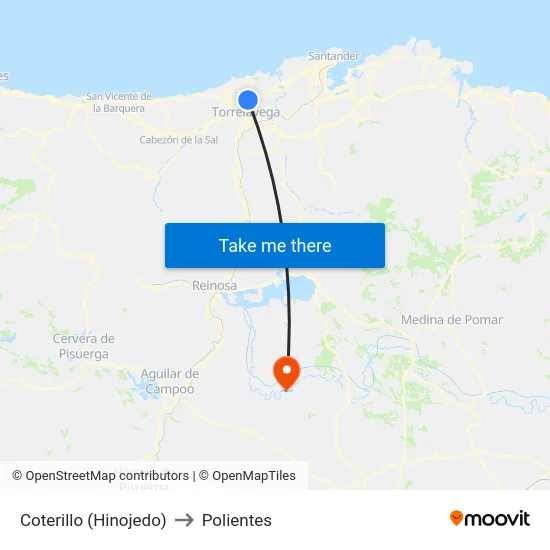 Coterillo (Hinojedo) to Polientes map