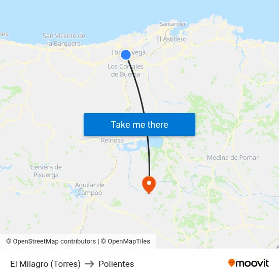 El Milagro (Torres) to Polientes map